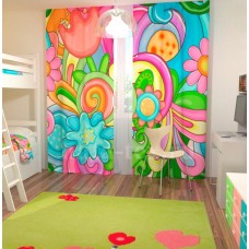 Фотошторы для детской комнаты с эффектом объемного рисунка 3D Радуга цветов 155*270см